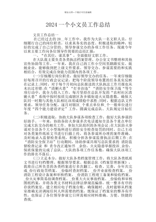2024一个小文员工作总结