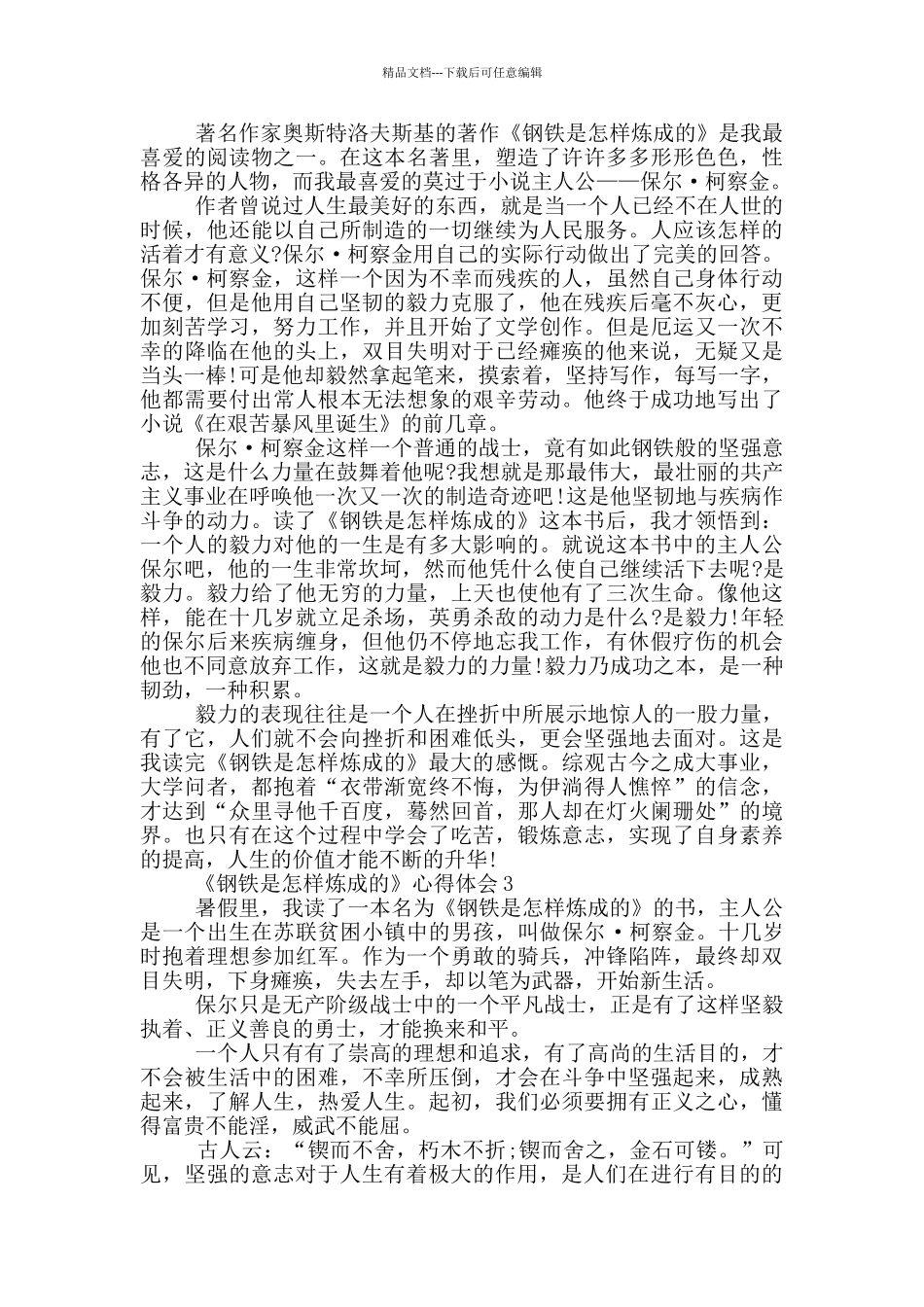 2024《钢铁是怎样炼成的》心得体会5篇_第2页