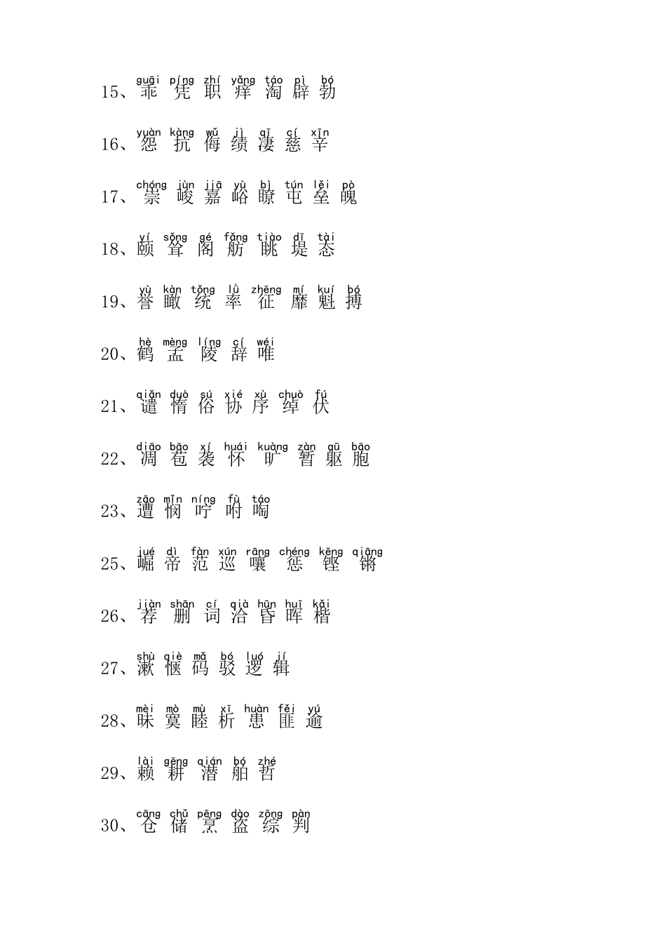 小学四年级语文生字表(上下册)_第2页