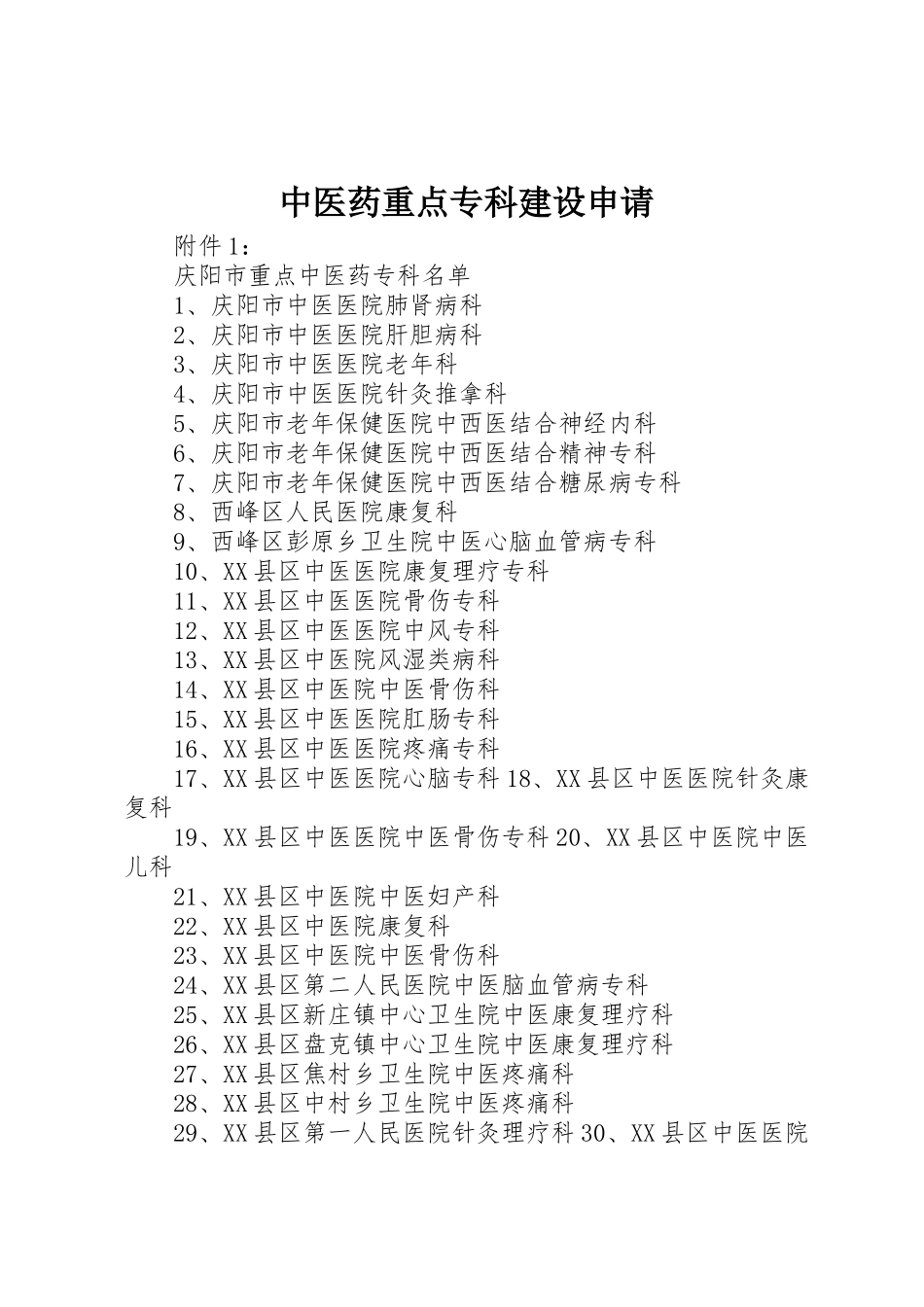 中医药重点专科建设申请_1_第1页