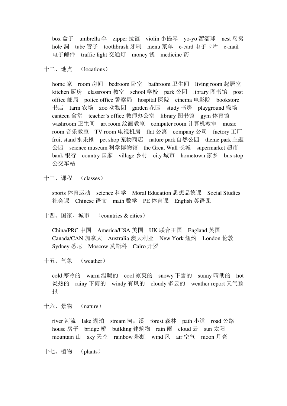 小学基本英语单词_第3页