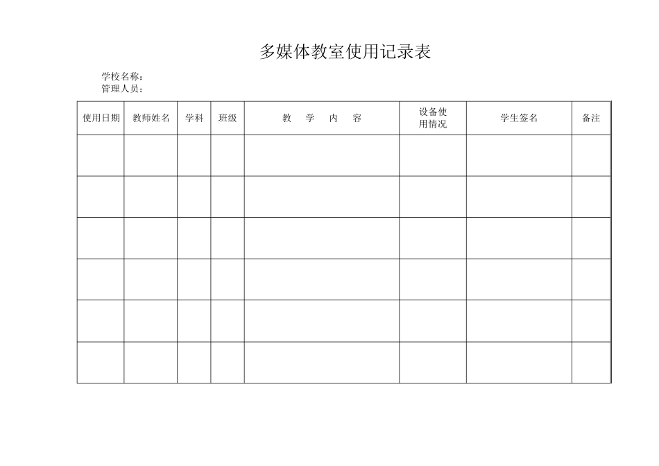 小学多媒体教室使用记录表_第2页