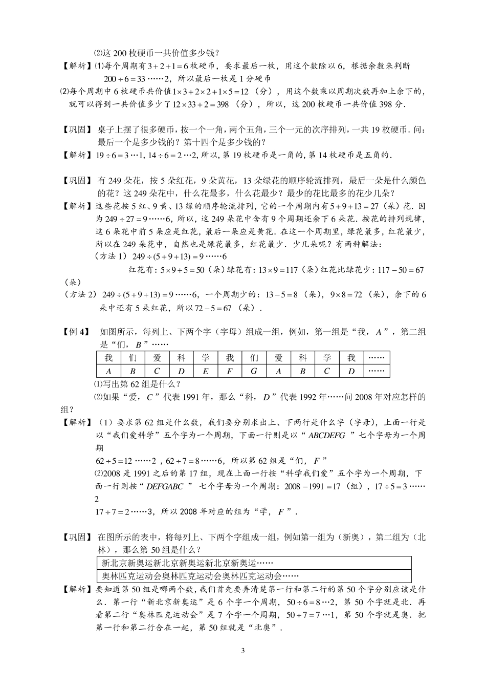 小学奥数周期问题周期问题精讲_第3页