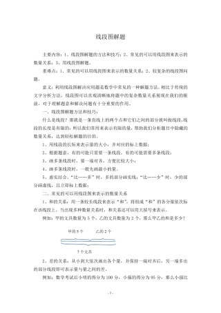 小学奥数解题技巧——线段图解题(含有练习题)