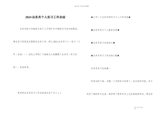 2024业务员个人实习工作总结