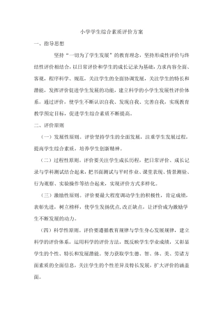 小学学生综合素质评价方案