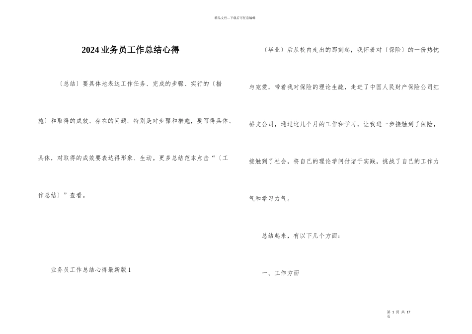 2024业务员工作总结心得_第1页