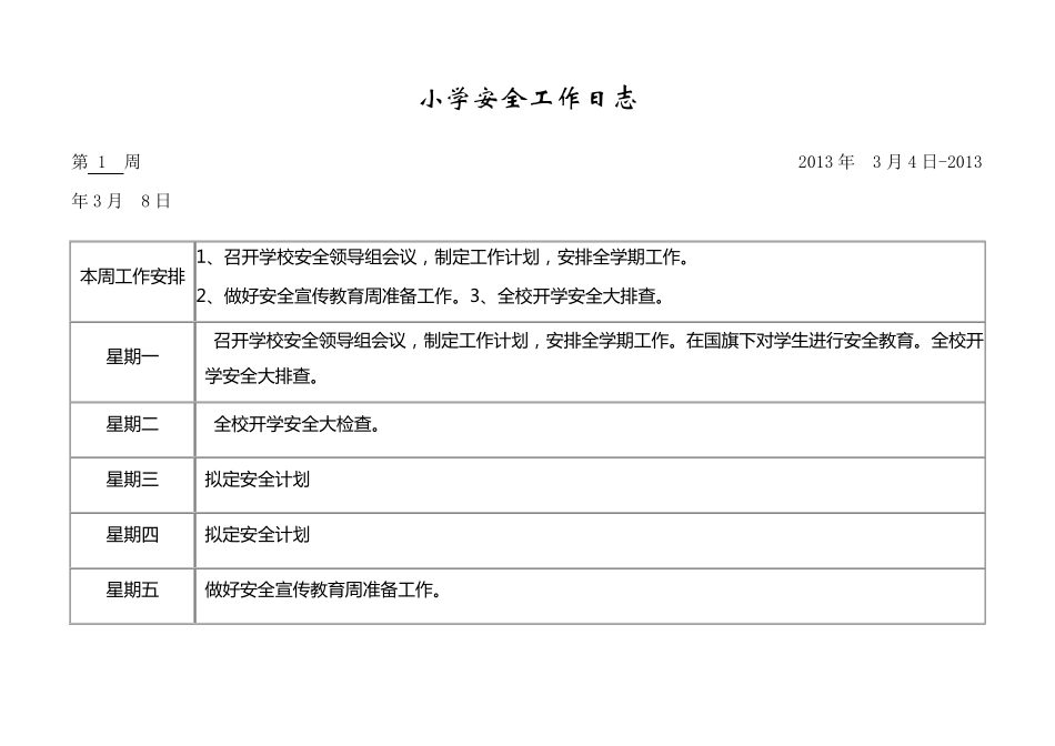 小学安全工作日志_第1页