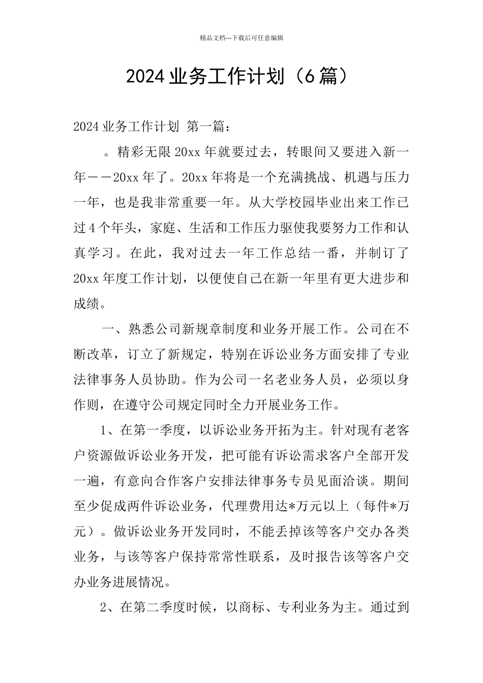 2024业务工作计划_第1页