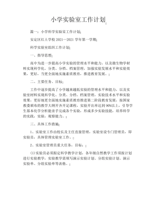 小学实验室工作计划