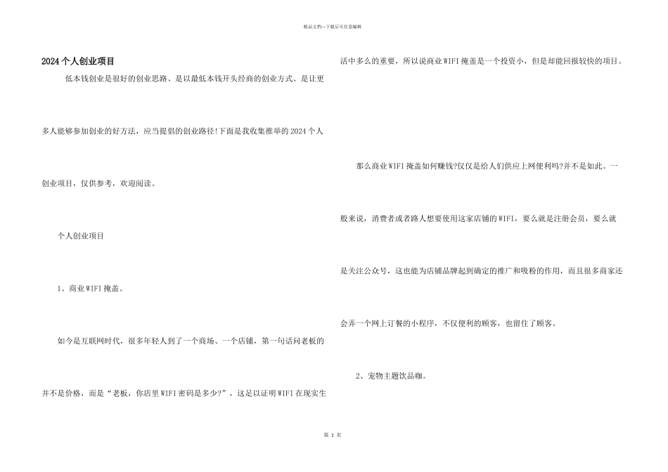 2024个人创业项目_第1页