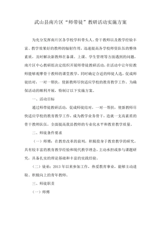 小学师带徒方案