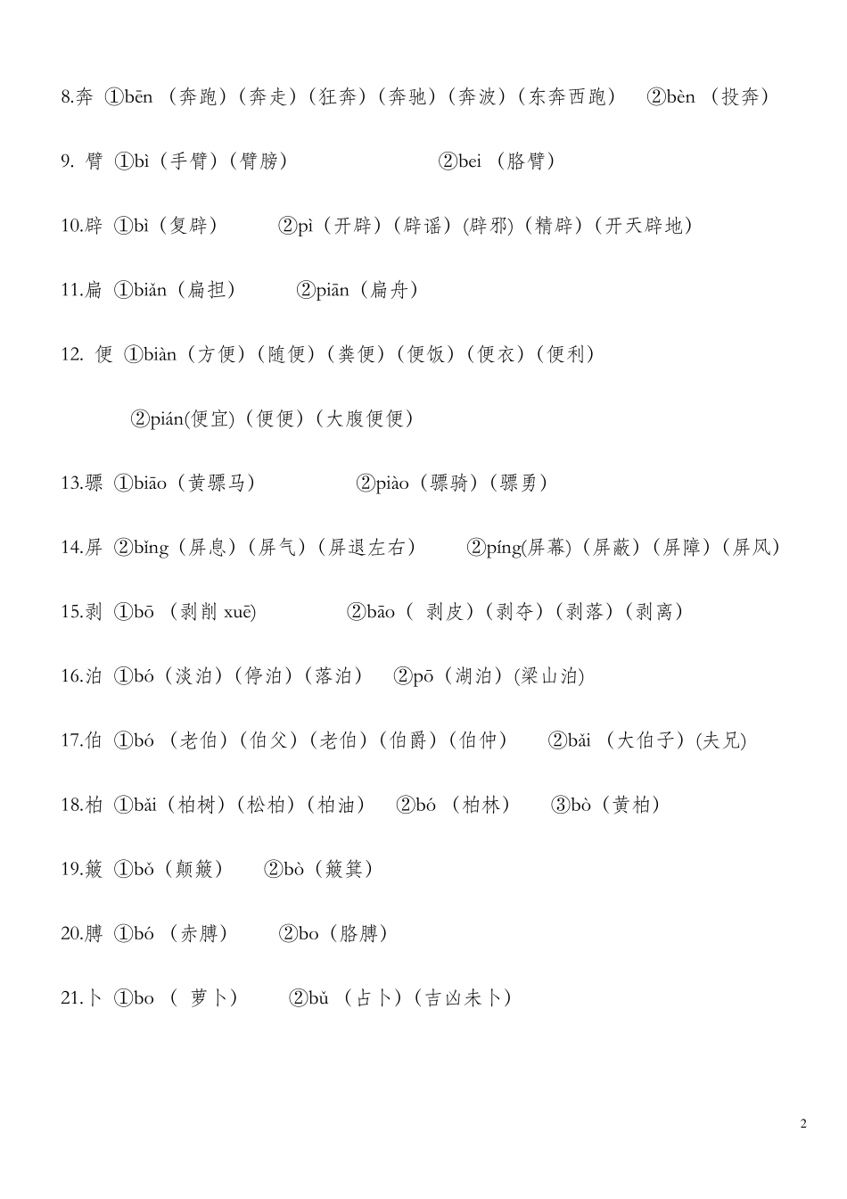小学常用多音字大全_第2页