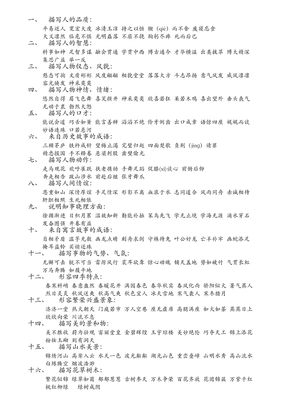 小学常用成语分类大全_第2页