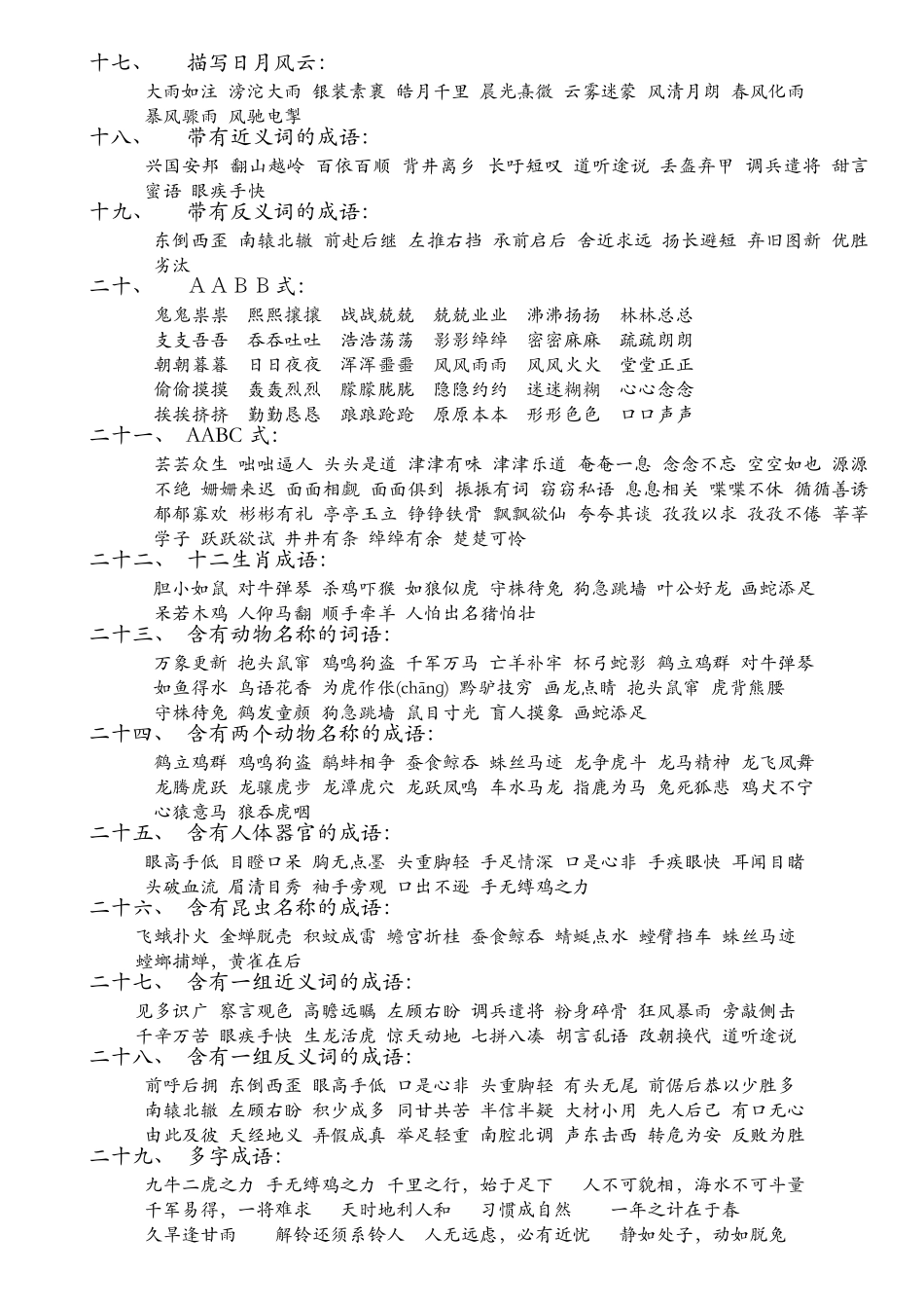 小学常用成语分类大全_第3页