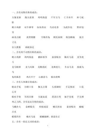 小学常用成语分类积累(最实用1000个)