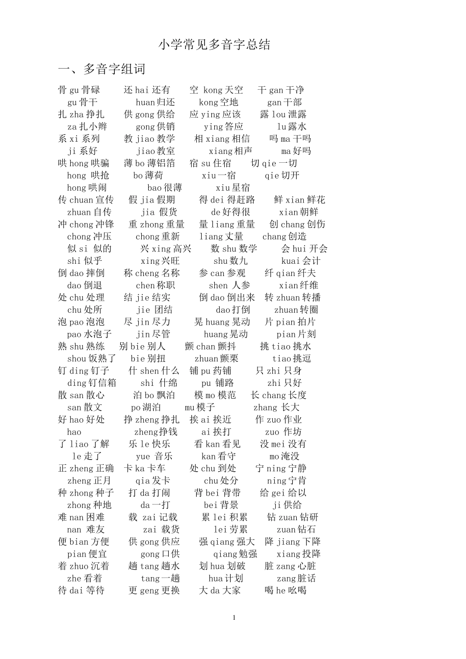 小学常见多音字总结_第1页