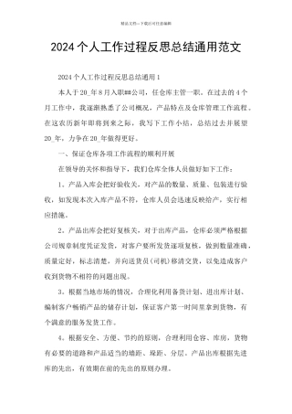 2024个人工作过程反思总结通用范文