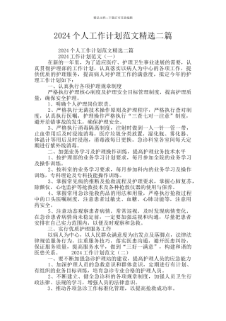 2024个人工作计划范文精选二篇