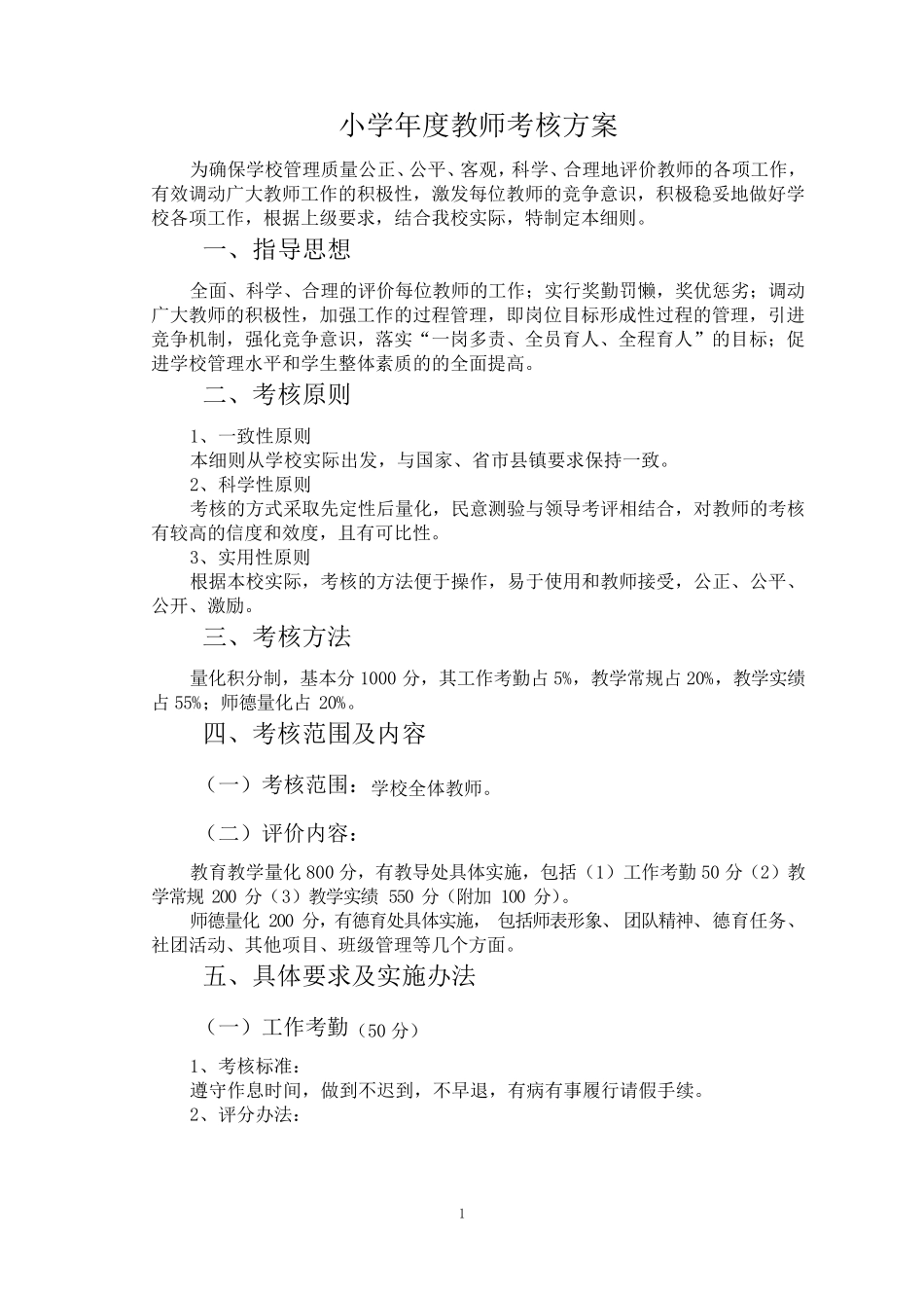 小学年度考核方案文件_第1页