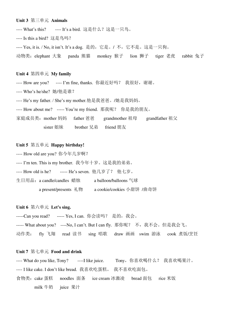 小学开心英语三年级上册期末复习与练习_第2页