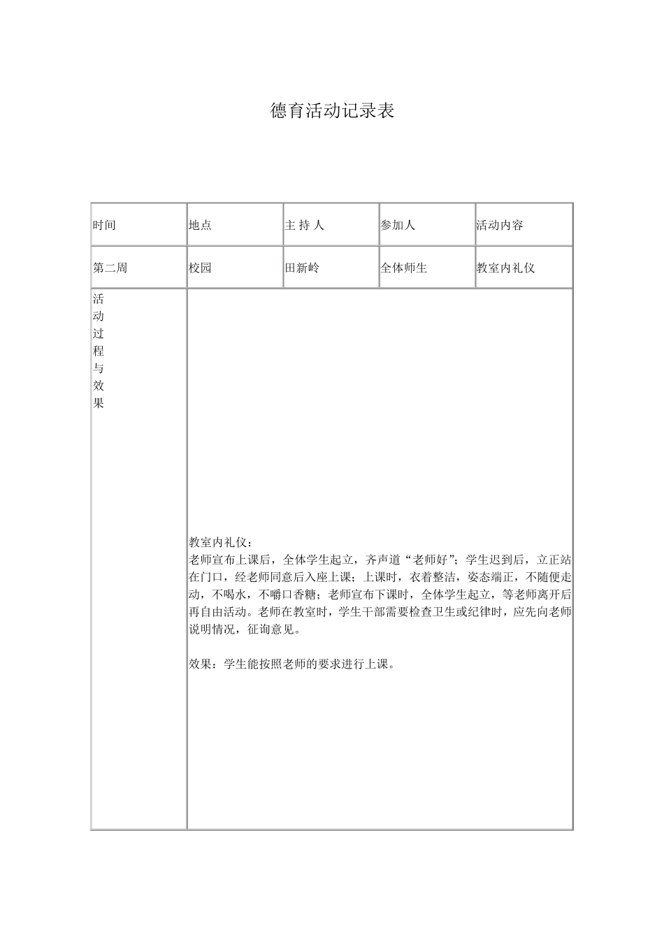 小学德育活动记录表_第2页