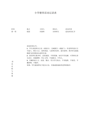 小学德育活动记录表