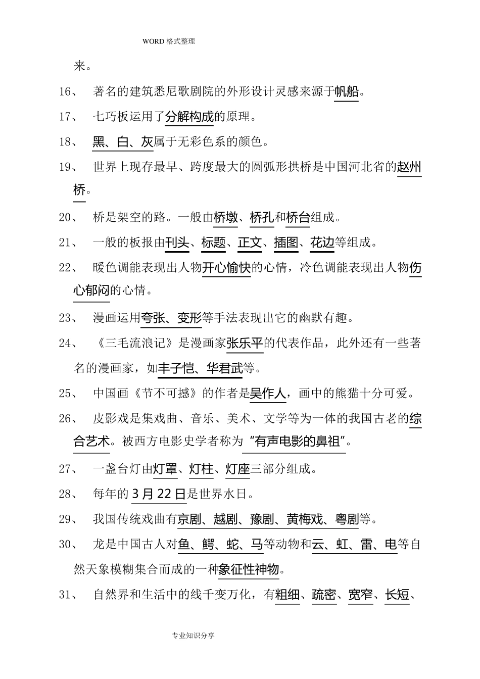 小学必备美术理论知识100题_第2页