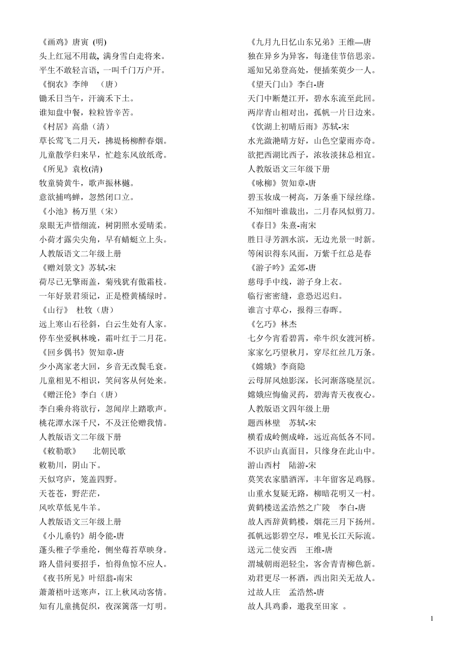 小学所有古诗词_第1页