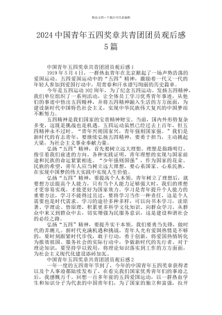 2024中国青年五四奖章共青团团员观后感5篇