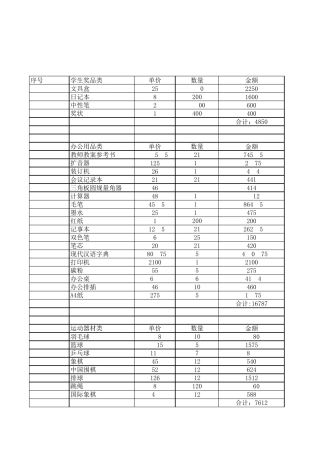 小学报账明细清单