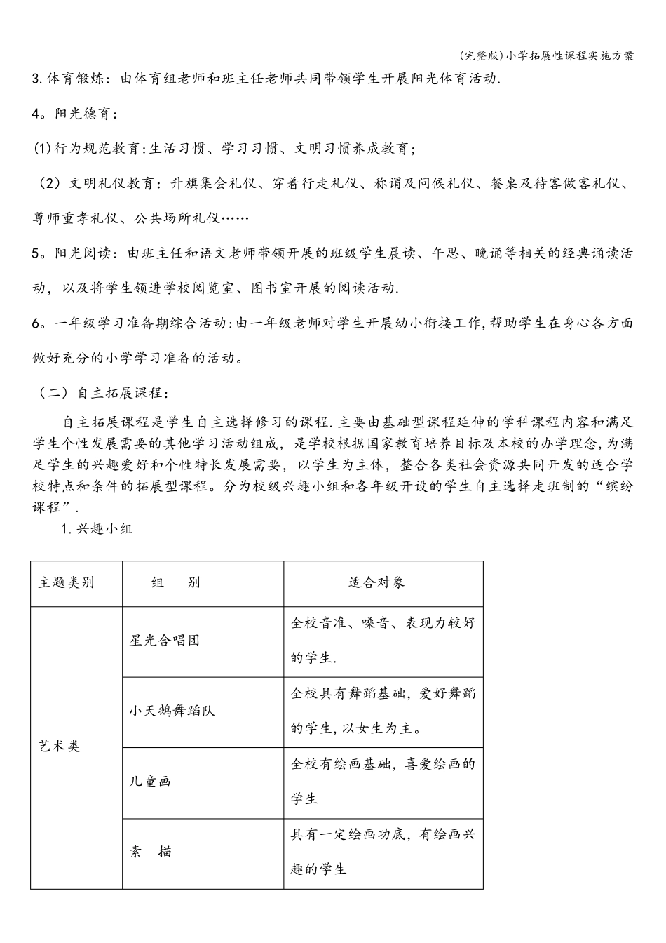 小学拓展性课程实施方案_第3页