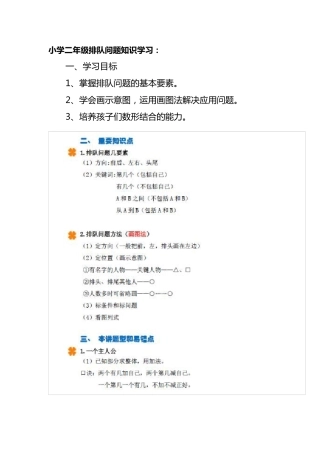 小学排队问题知识要点及练习