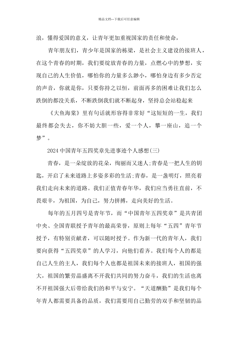 2024中国青年五四奖章先进事迹个人感想_第3页