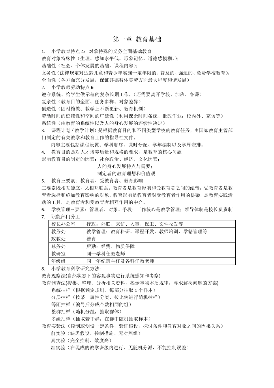 小学教师资格考试教育教学知识与能力知识点整理_第1页