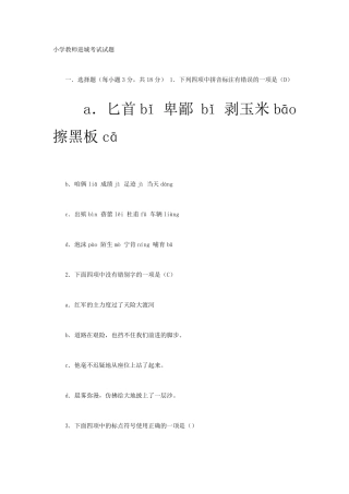 小学教师进城考试试题