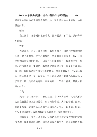 2024中考满分欣赏：有你我的年华不寂寞