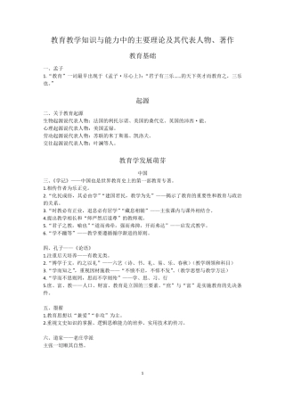 小学教育教学知识与能力中的主要理论及其代表人物、著作