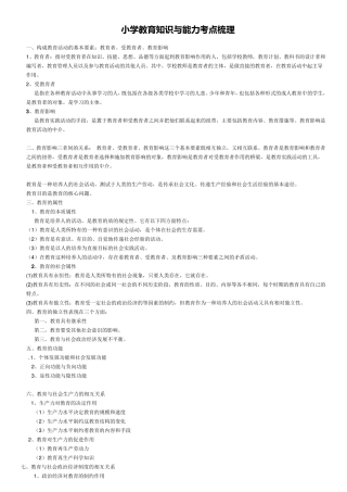小学教育教学知识与能力考点梳理