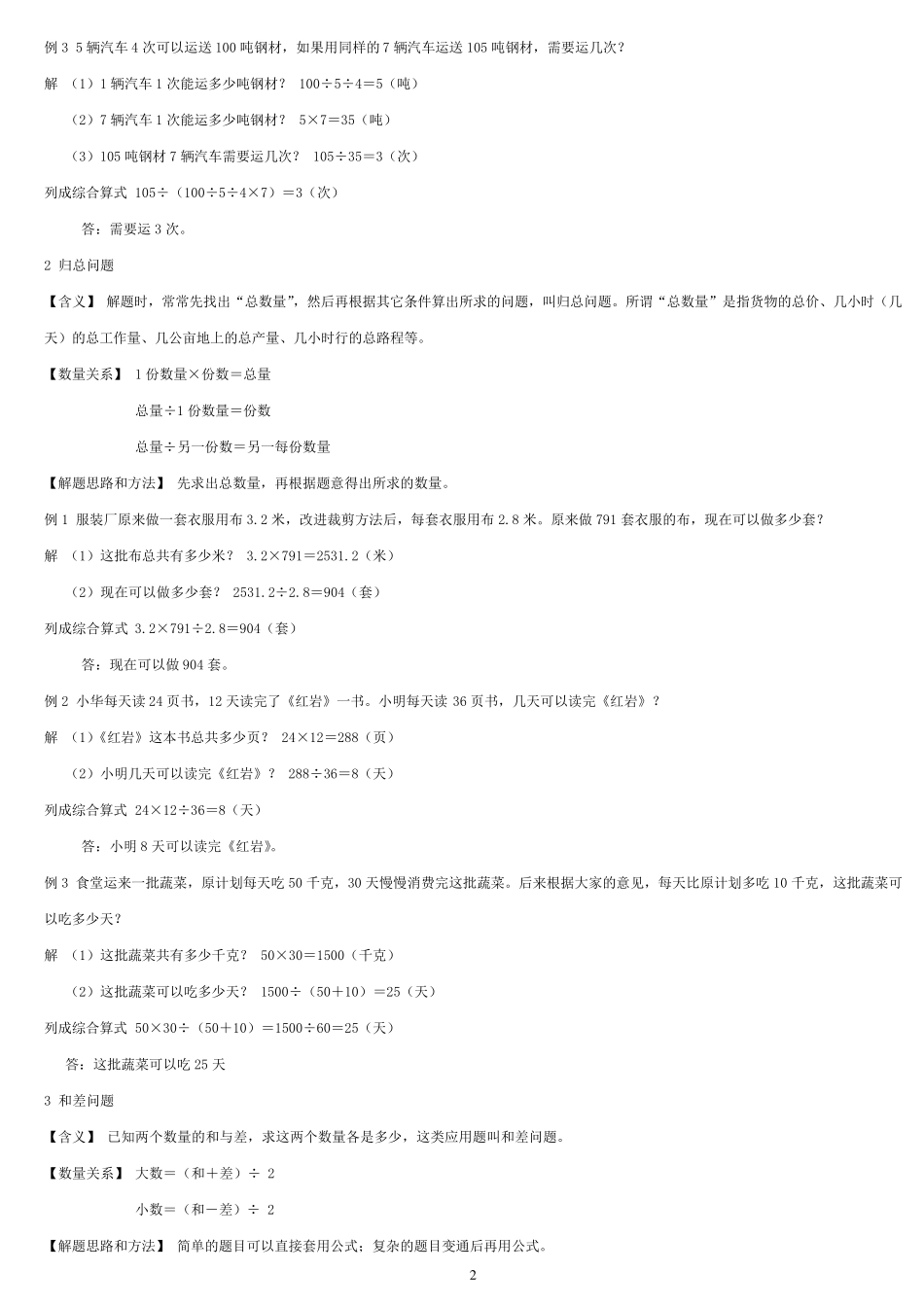 小学数学30种典型应用题分类讲解附带例题和解题过程_第2页