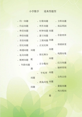 小学数学30道典型题型