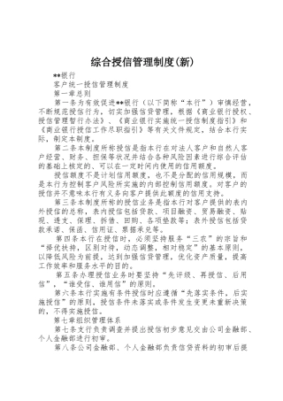 综合授信管理制度(新)