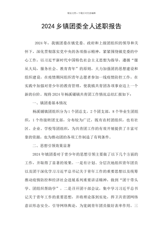 2024乡镇团委全人述职报告