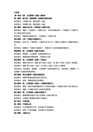 小学数学三年级重难点