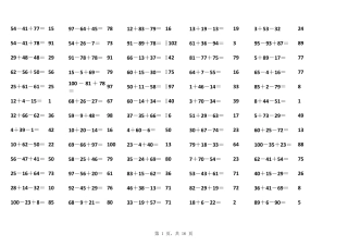 小学数学二年级1000道100以内连加连减口算题
