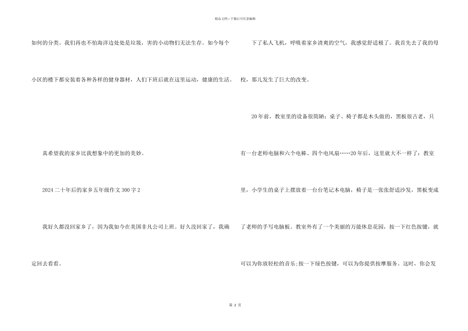 2024二十年后的家乡五年级300字_第2页
