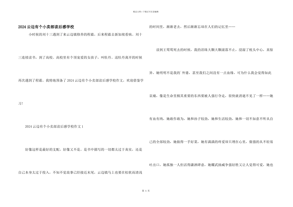 2024云边有个小卖部读后感初中_第1页