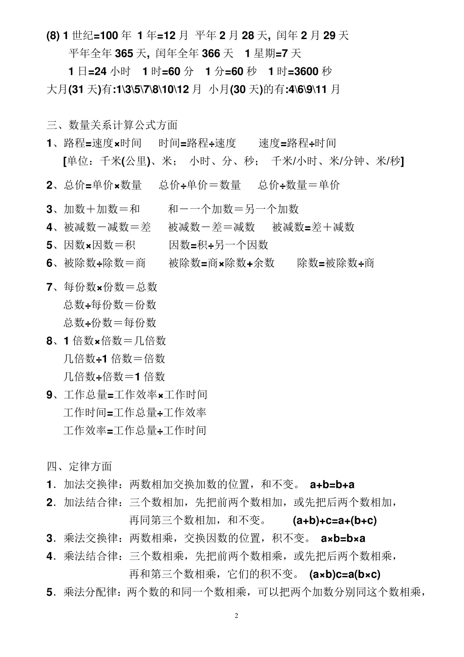 小学数学公式大全新整理_第2页