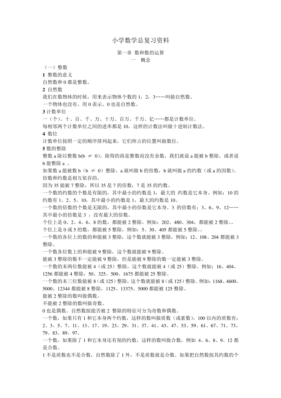 小学数学六年级总复习资料_第1页