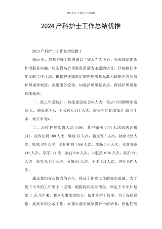 2024产科护士工作总结优推
